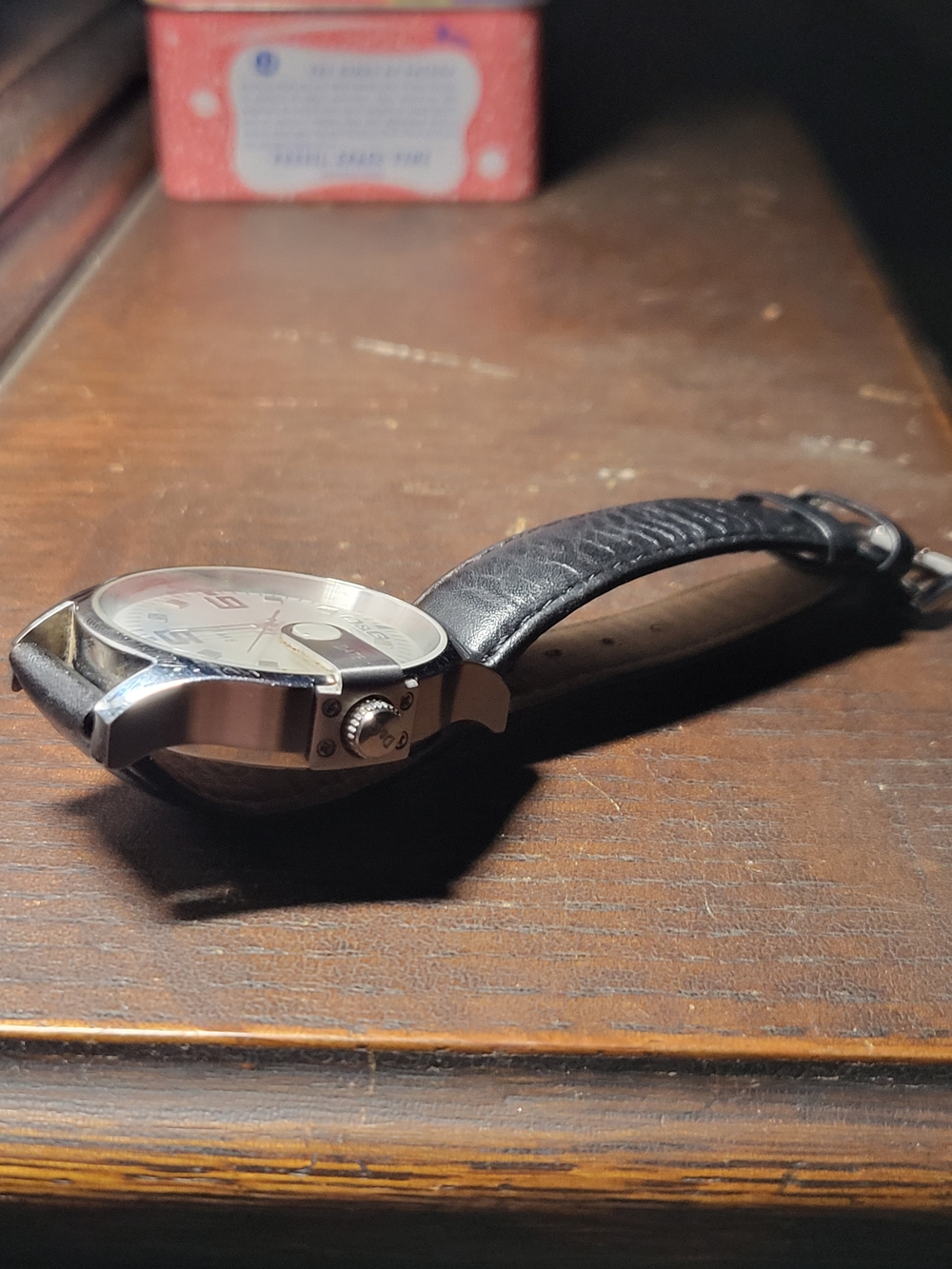 D&G Silver Case Watch with Black Leather Strap and White Dial - Picture 3 of 5